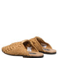 Beige Woven Straw Slides Sandals Flats Shoes