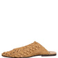 Beige Woven Straw Slides Sandals Flats Shoes