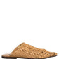 Beige Woven Straw Slides Sandals Flats Shoes