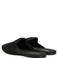 Black Suede Slides Flat Slipper Men Shoes