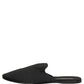 Black Suede Slides Flat Slipper Men Shoes