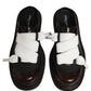 Brown Leather Slip On Flat Sandals Men Shoes
