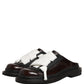 Brown Leather Slip On Flat Sandals Men Shoes