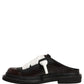 Brown Leather Slip On Flat Sandals Men Shoes