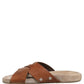 Brown Calf Leather Slides Sandals Shoes