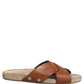 Brown Calf Leather Slides Sandals Shoes