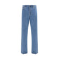 Blue Cotton Straight-Leg Jeans