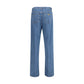 Blue Cotton Straight-Leg Jeans