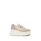 Beige Calf Leather Bos Taurus Platform Sneakers