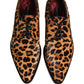 Brown Black Leopard Pony Hair Derby Shoes