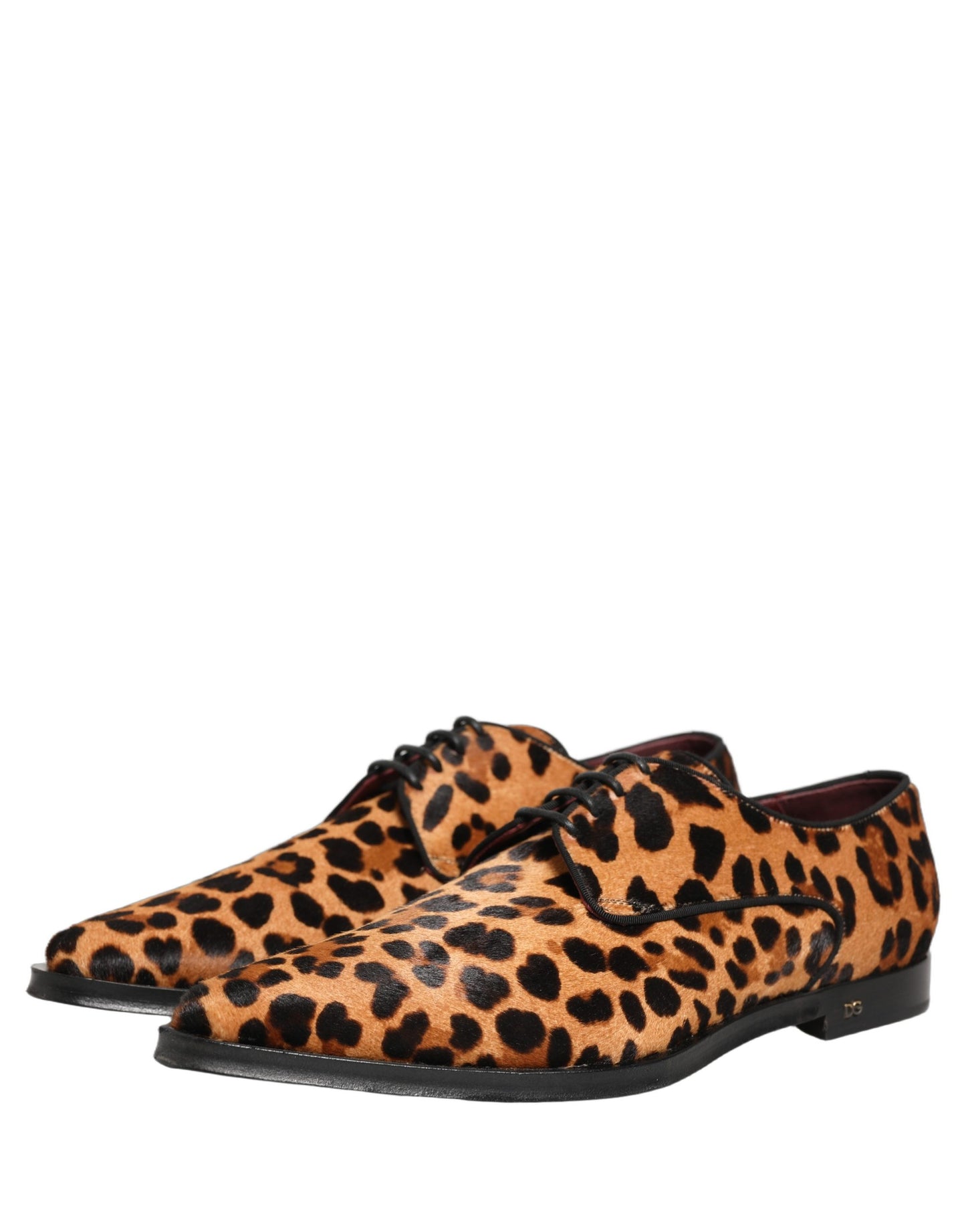 Brown Black Leopard Pony Hair Derby Shoes