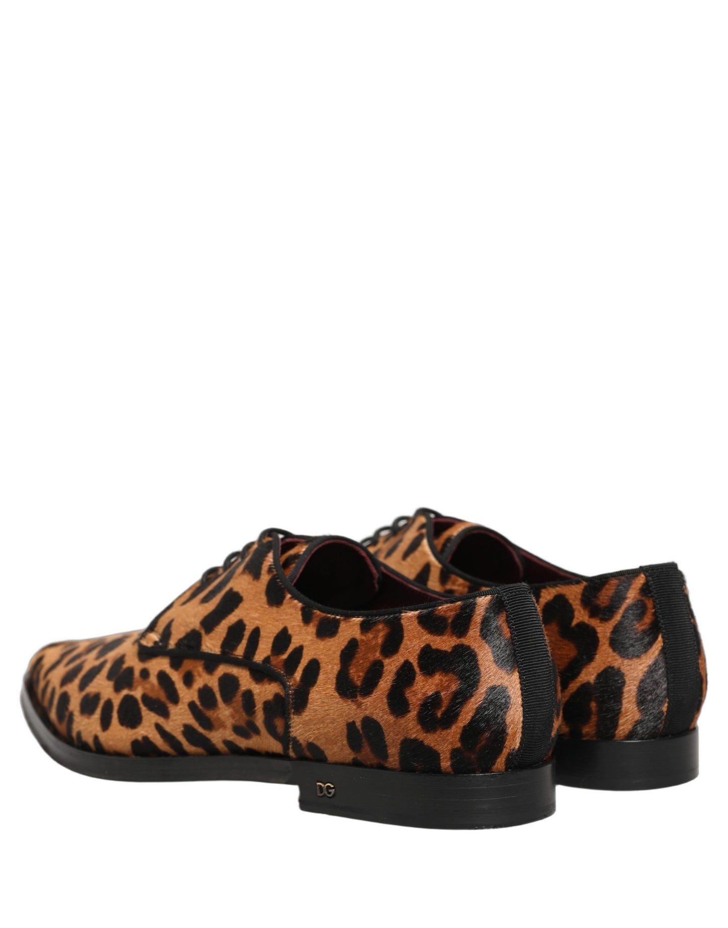 Brown Black Leopard Pony Hair Derby Shoes