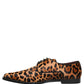 Brown Black Leopard Pony Hair Derby Shoes