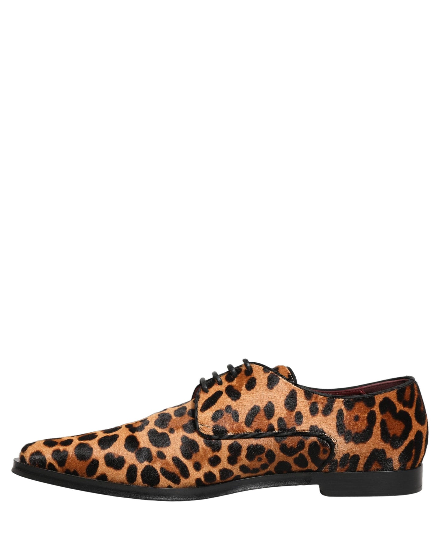 Brown Black Leopard Pony Hair Derby Shoes