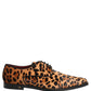 Brown Black Leopard Pony Hair Derby Shoes