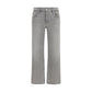 Gray Cotton Straight-Leg Jeans