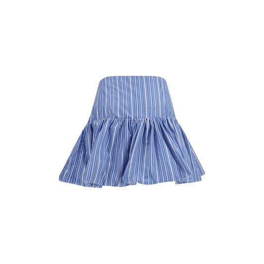 Blue Cotton Mini Skirt