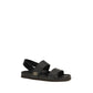Black Calf Leather Bos Taurus Flat Sandals