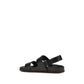 Black Calf Leather Bos Taurus Flat Sandals