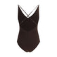 Brown Nylon One-Piece Swimsuit