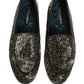 Black Silver Embellished Dress Loafers Shoes
