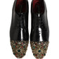 Black Crystals Embellished Men Derby Shoes