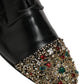 Black Crystals Embellished Men Derby Shoes