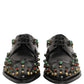 Black Leather Derby Dress Studded Formal Shoes