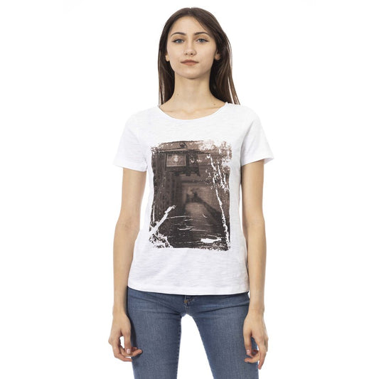 White Cotton Women T-Shirt