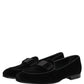 Black Velvet Loafers Formal Men Dress Shoes