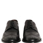 Black Embroidered Leather Derby Dress Shoes