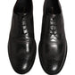 Black Embroidered Leather Derby Dress Shoes