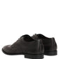 Black Embroidered Leather Derby Dress Shoes