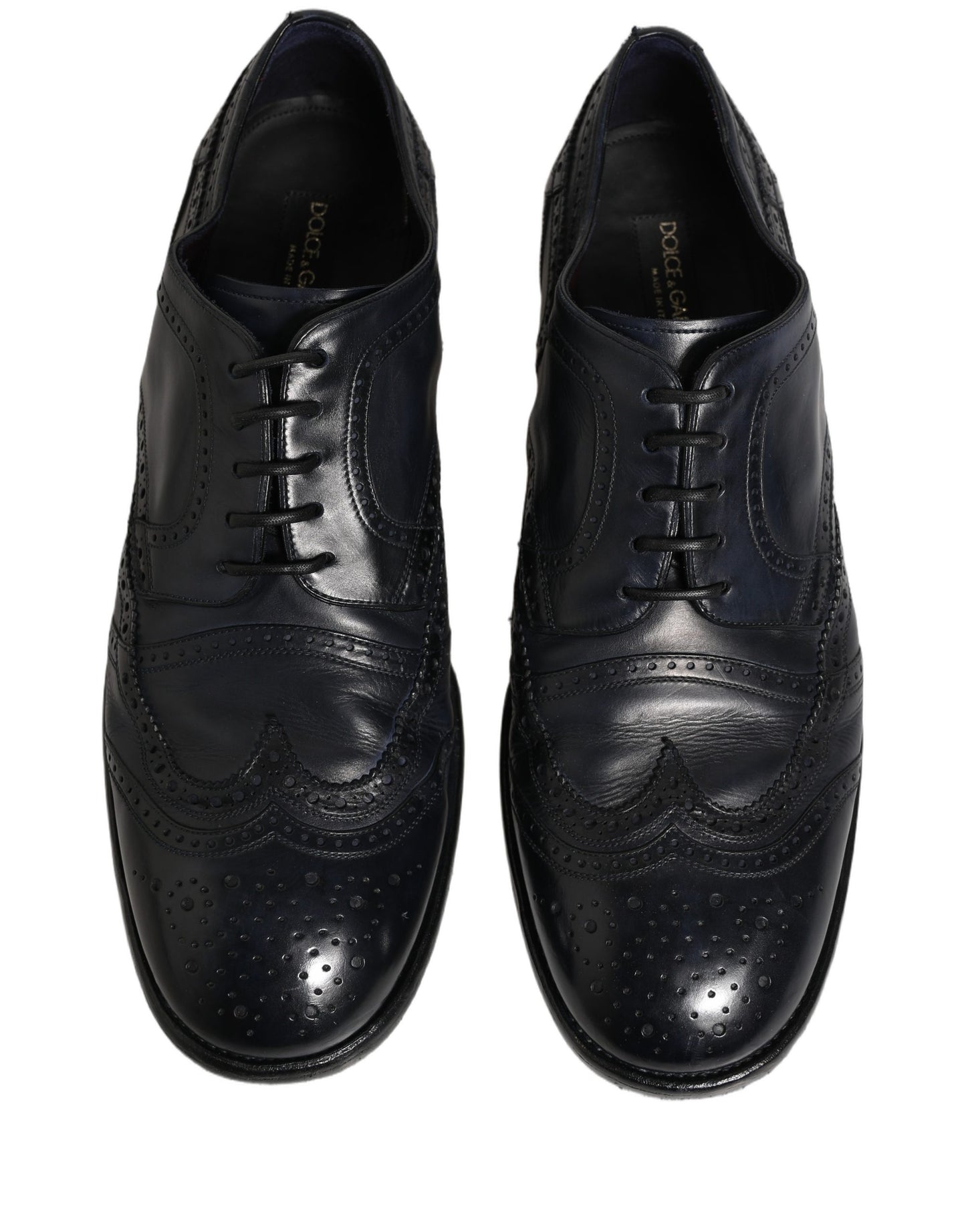 Blue Leather Derby Wingtip Formal Shoes