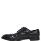 Blue Leather Derby Wingtip Formal Shoes
