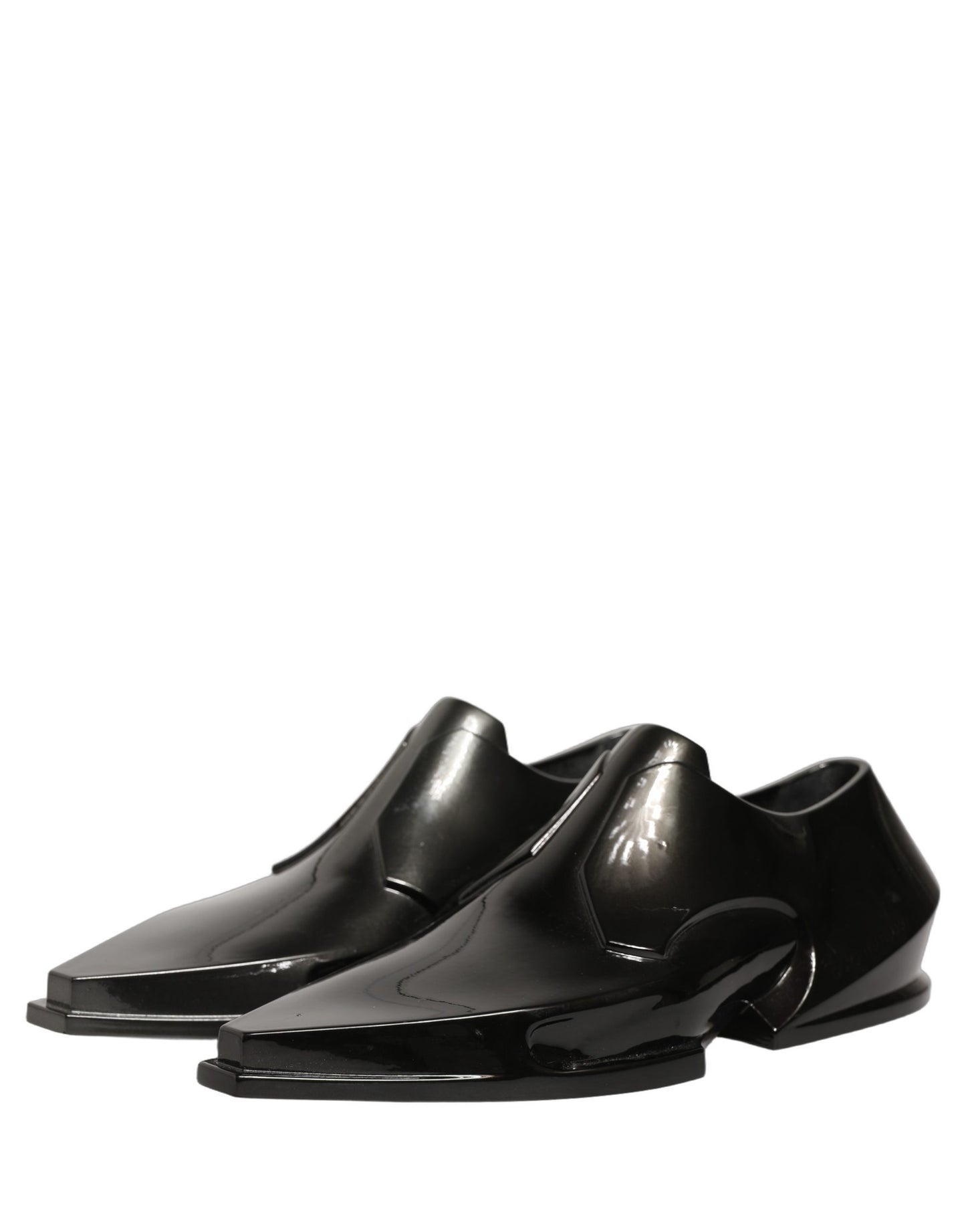 Dress Shiny Black Slip On Plastic Dress Shoes