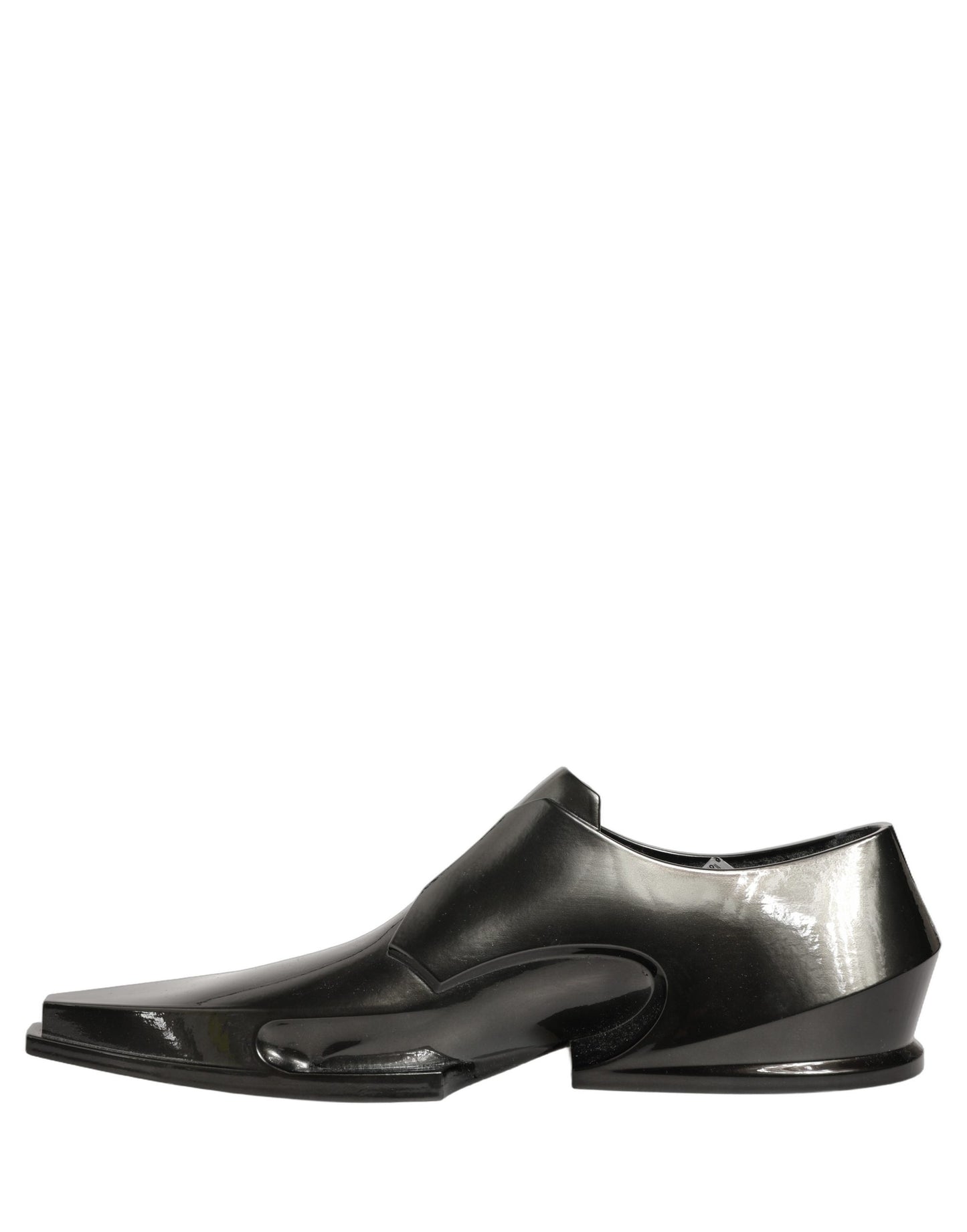 Dress Shiny Black Slip On Plastic Dress Shoes