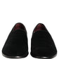 Black Velvet Cotton Loafers Formal Dress Shoes