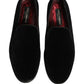 Black Velvet Cotton Loafers Formal Dress Shoes