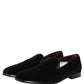 Black Velvet Cotton Loafers Formal Dress Shoes