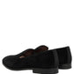 Black Velvet Cotton Loafers Formal Dress Shoes