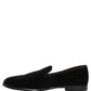 Black Velvet Cotton Loafers Formal Dress Shoes