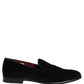 Black Velvet Cotton Loafers Formal Dress Shoes