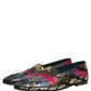 Black Jacquard Floral Loafers Men Dress Shoes