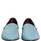 Blue Woven Men Slip On Dress Loafers Shoes
