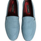 Blue Woven Men Slip On Dress Loafers Shoes