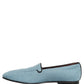 Blue Woven Men Slip On Dress Loafers Shoes