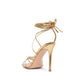 Gold Calfskin Stiletto Heel Sandals