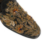 Black Velvet Embellished Dress Loafers Shoes