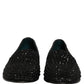 Black Rhinestone Embellished Loafers Shoes